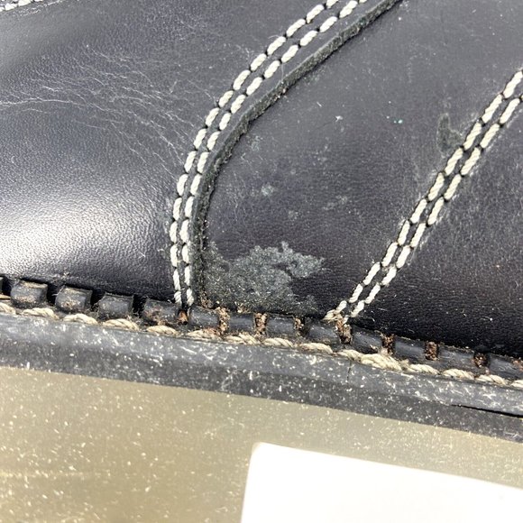 VTG Dickies Leather Lug Sole Shoes Black Womens Size 7 Genuine Grunge Speed Lace - Picture 8 of 16